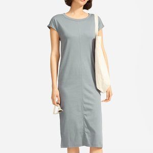Everlane Luxe Cotton Side-Slit Tee Dress in Faded Sage